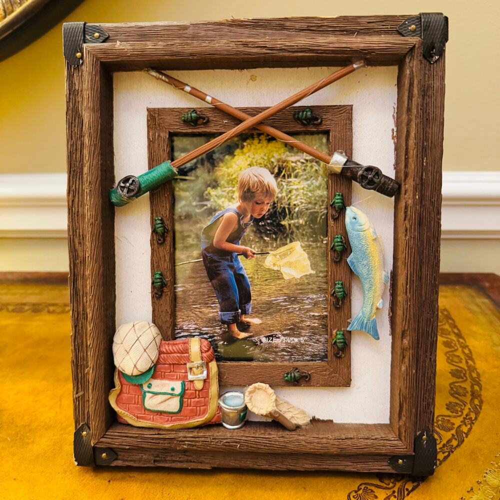 Fishing Gear Collectibles Wooden 3D Detailed Photo Frame The Heritage Mint NEW